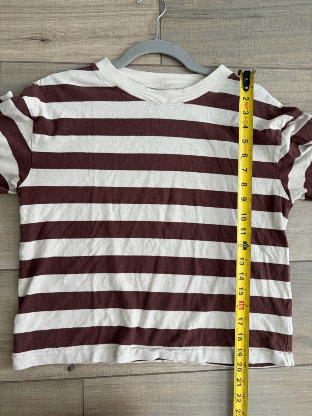 Faherty Tan Brown Stripes Hemp Organic Cotton Oversized Vintage T Shirt XS - Picture 6 of 7
